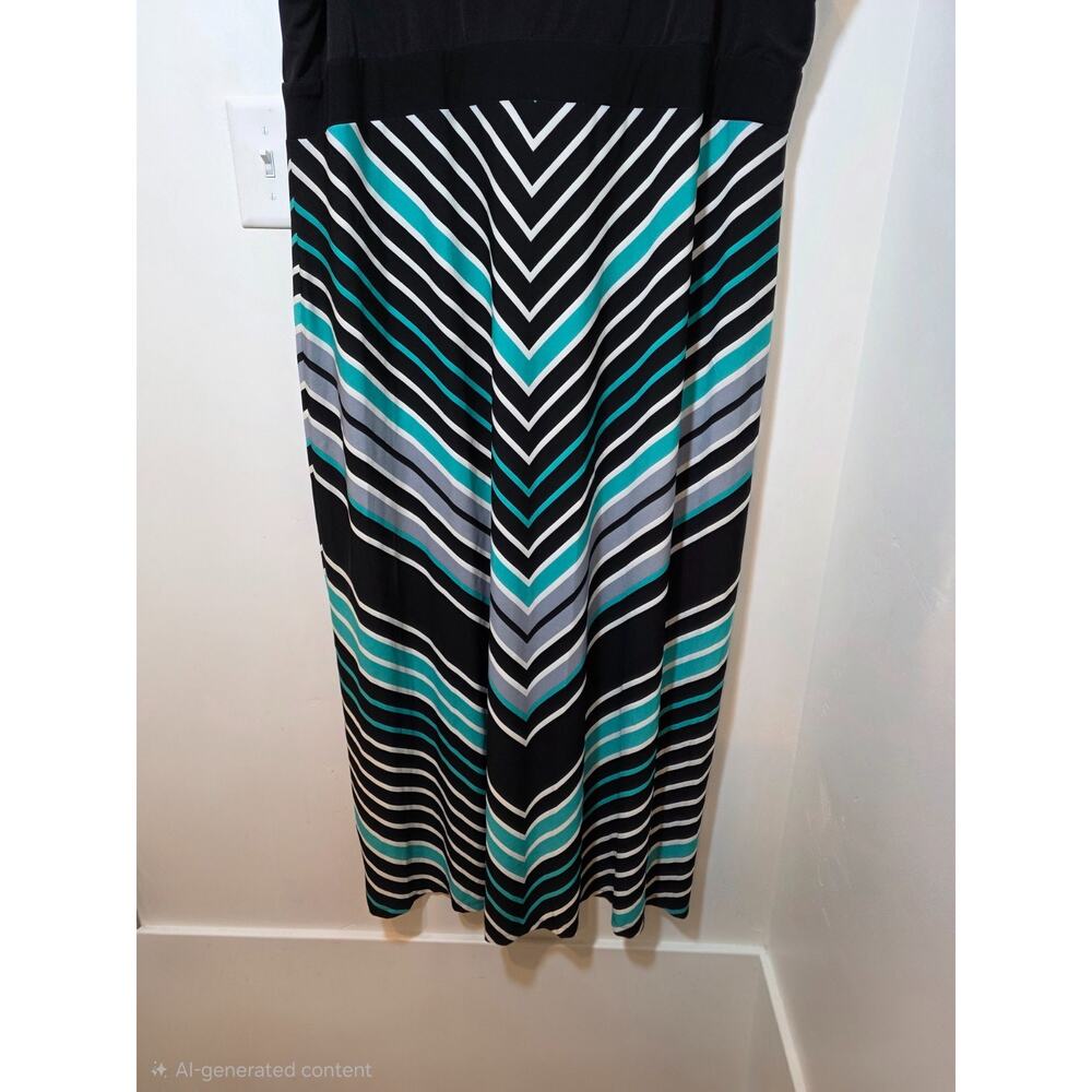 Catherines Dress Womens 2X Maxi Blue Stripe Sleeveless V Neck Jersey Stretch - Picture 6 of 7